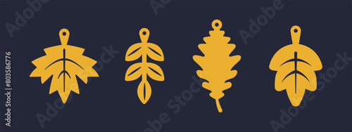 Vector design with autumn leaves for earrings, pendant or keychain. Jewelry silhouette laser cut template. Cnc cutting with metal, wood or leather. Beautiful hanging bijouterie