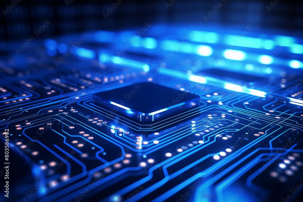 Abstract background of flowing neon blue circuits, wide lens, ambient lighting Abstract background of flowing neon blue circuits, wide lens, ambient lighting