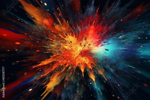 abstract background,color explosion,particles,matte,sharp focus,extreme angle