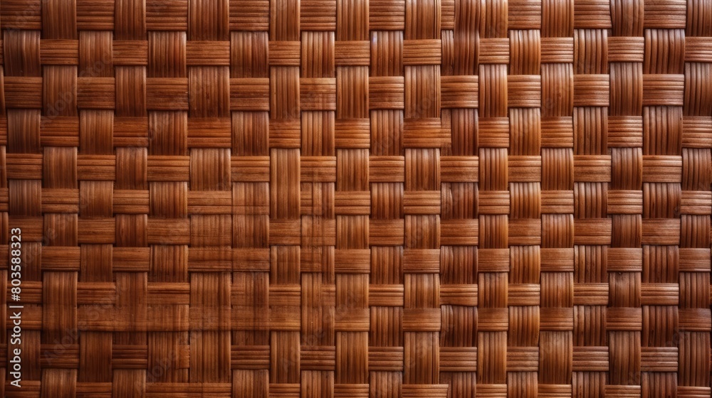 Brown bamboo weave texture, a nature background with handicraft charm. Ai Generated.