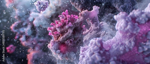 Close-up of a 3D graphic of ovarian cancer cells, showcasing their unique morphology photo