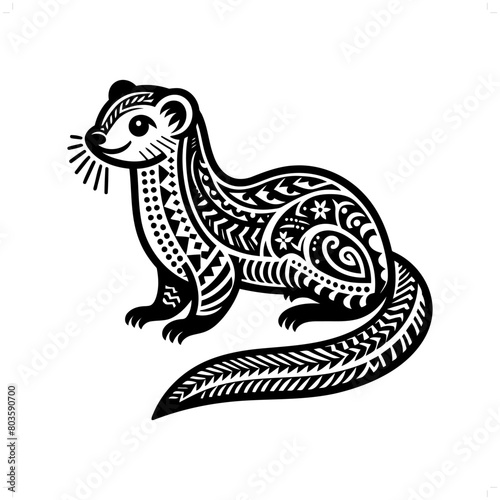 Weasel silhouette in animal ethnic  polynesia tribal illustration