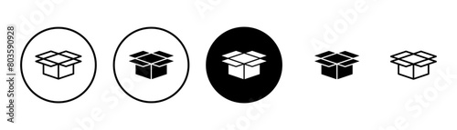 Box icon vector isolated on white background. Cardboard box, packaging open. Box vector icon
