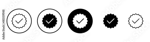 Approved icon vector isolated on white background. Certified Medal Icon vector. check mark