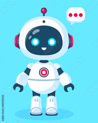 Cute cartoon robot assistant. Artificial intelligence, online support.