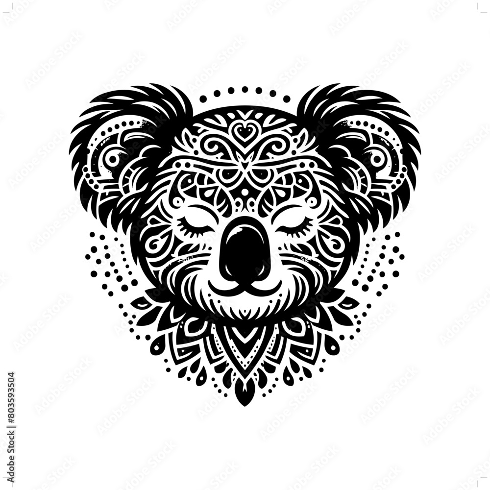 Koala silhouette in bohemian, boho, nature illustration Koala silhouette in bohemian, boho, nature illustration