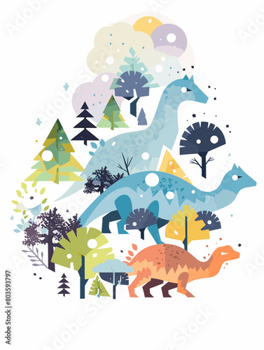 dinosaurs in the forest