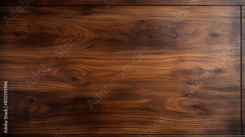 imagine A top-down view of an empty wooden panel in a dark teak color.