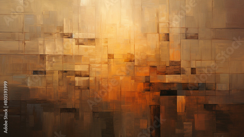 imagine An abstract interplay of empty wooden textures in warm sunset shades, casting soft shadows and inviting contemplation.