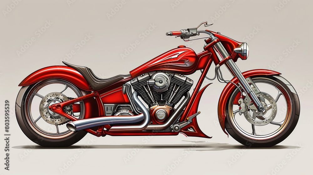 Fototapeta premium realistic red motorcycle. cartoons. Illustrations