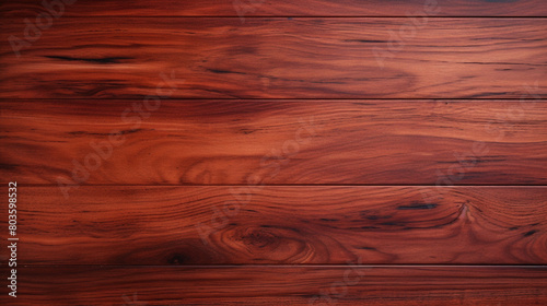 imagine A top view of an empty wooden background in a rich mahogany shade.