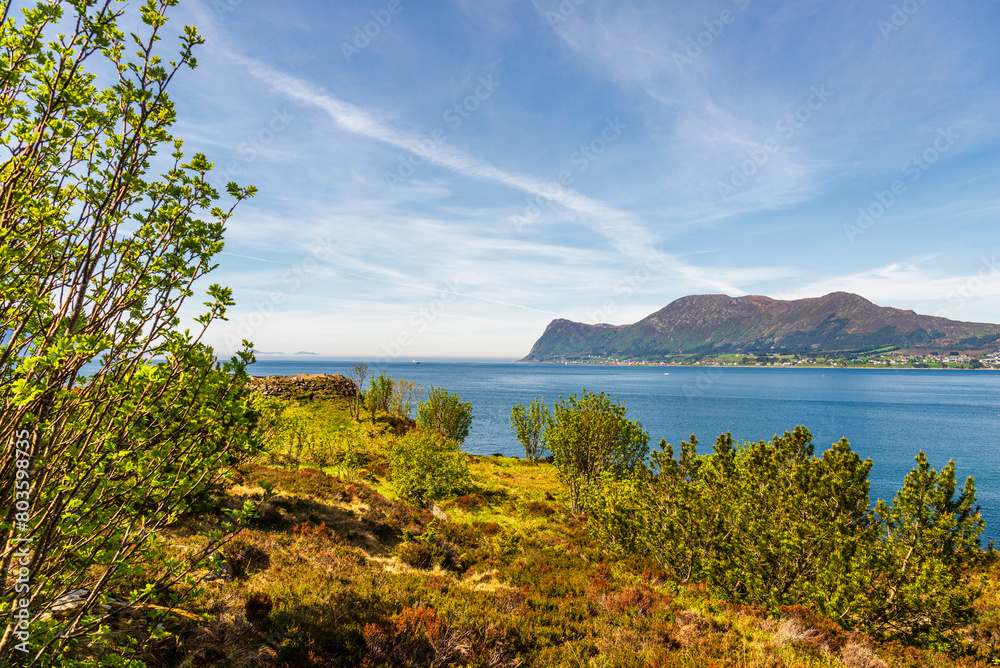 Naklejka premium landscape of the area surrounding the city of Alesund, Norway