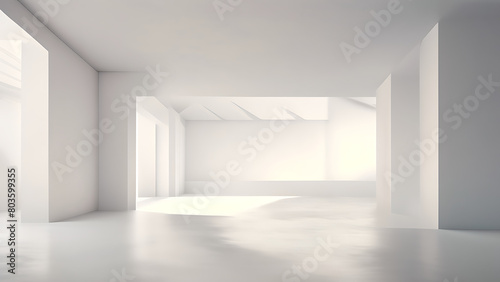 empty room with wall   Abstract empty  modern concrete room with indirect lighting from left side pillars - industrial interior background template  3D. Abstract empty  modern concrete room with indirec