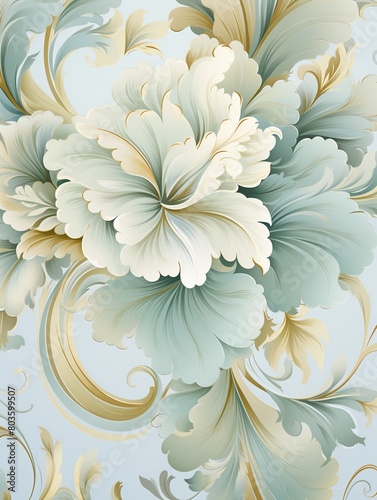 Quiet luxury in soft pastel tones, intricate seamless pattern ideal for serene fabric and textile design ,  flat graphic drawing