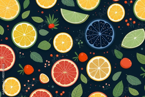Seasonal fruits, versatile for any season, trendy seamless pattern in flat vector for decor ,  pattern