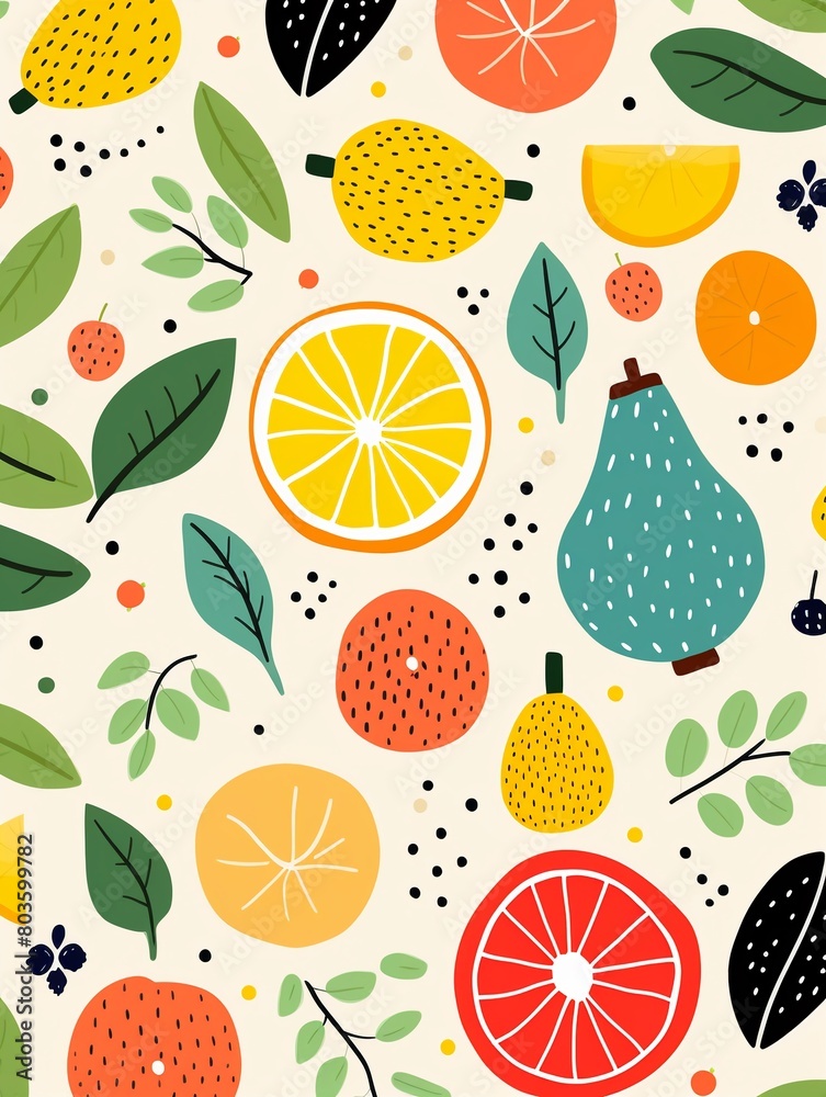Trendy abstract fruits, modern style, repeating seamless pattern, flat vector graphic for fabric printing , flat graphic drawing Trendy abstract fruits, modern style, repeating seamless pattern, flat vector graphic for fabric printing , flat graphic drawing