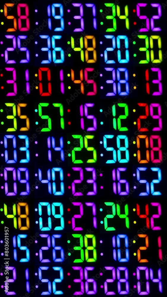 rainbow digital numbers clock in vertical rainbow digital numbers clock in vertical
