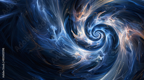 Abstract Blue Swirl Vortex Background  Art Concept with Dynamic Fluidity.