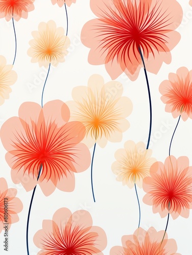 Simple lines acid flowers, minimalistic seamless pattern, vector illustration, ideal for ceramic design , seamless pattern