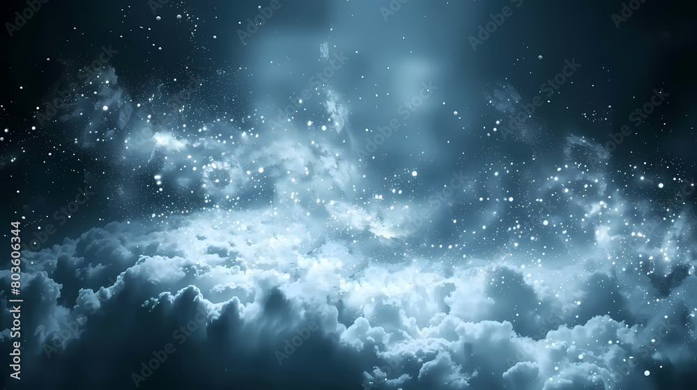 Naklejka premium Majestic Night Sky Above Clouds Illuminated by Starlight