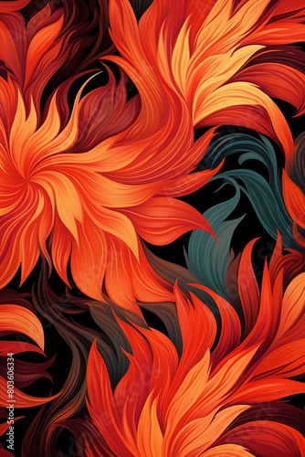 Vermillion prints, bright summer blaze, seamless vector pattern for hot textile designs , seamless pattern