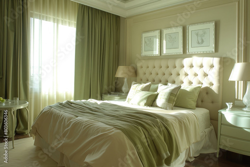 modern light green bedroom mockup  © Ayan