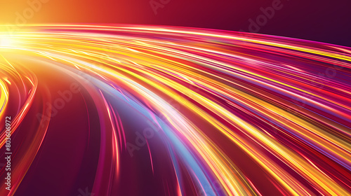 Vibrant Light Trails Converging in an Abstract Space