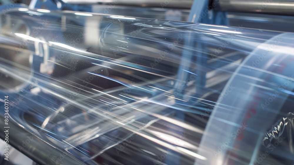 Shrink wrapping electronics for retail, close-up, detailed heat tunnel and glossy film Shrink wrapping electronics for retail, close-up, detailed heat tunnel and glossy film