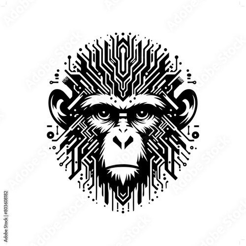monkey silhouette in animal cyberpunk  modern futuristic illustration
