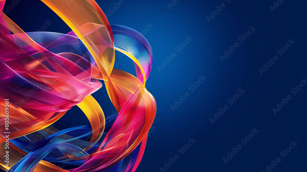 Obraz premium Wave background in blue and orange abstraction. Make a copy of space.