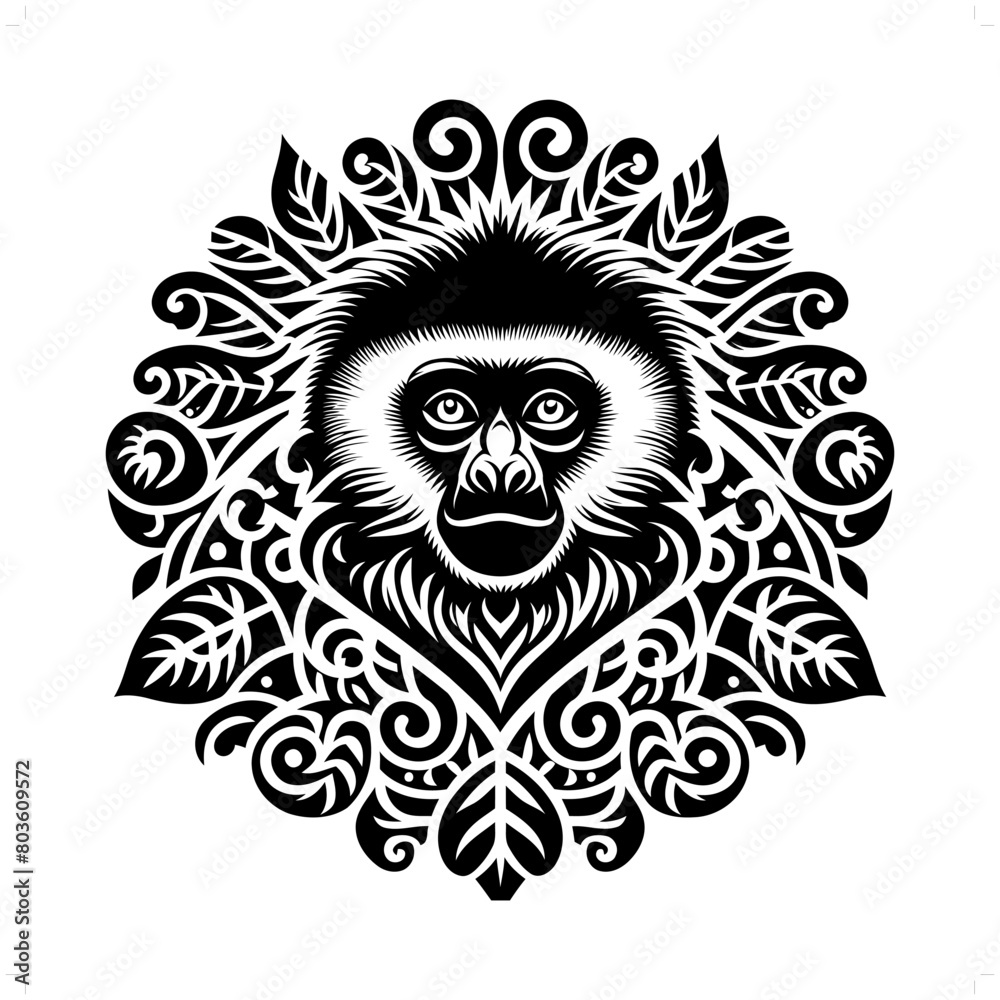 monkey silhouette in animal ethnic, polynesia tribal illustration monkey silhouette in animal ethnic, polynesia tribal illustration