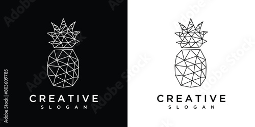 geometric hipster pineapple fruit logo vector icon illustration