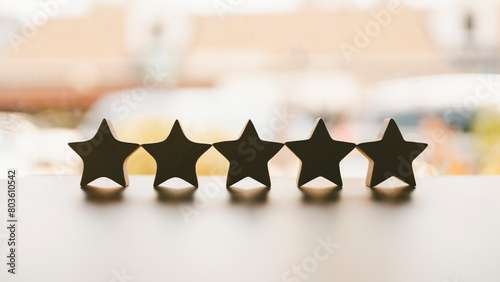 Five star shape. The best excellent business services rating customer experience concept.