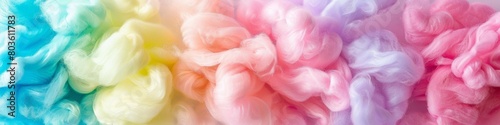 Rainbow cotton candy clouds background  sweet and vibrant for candy shop or bakery wallpaper  banner