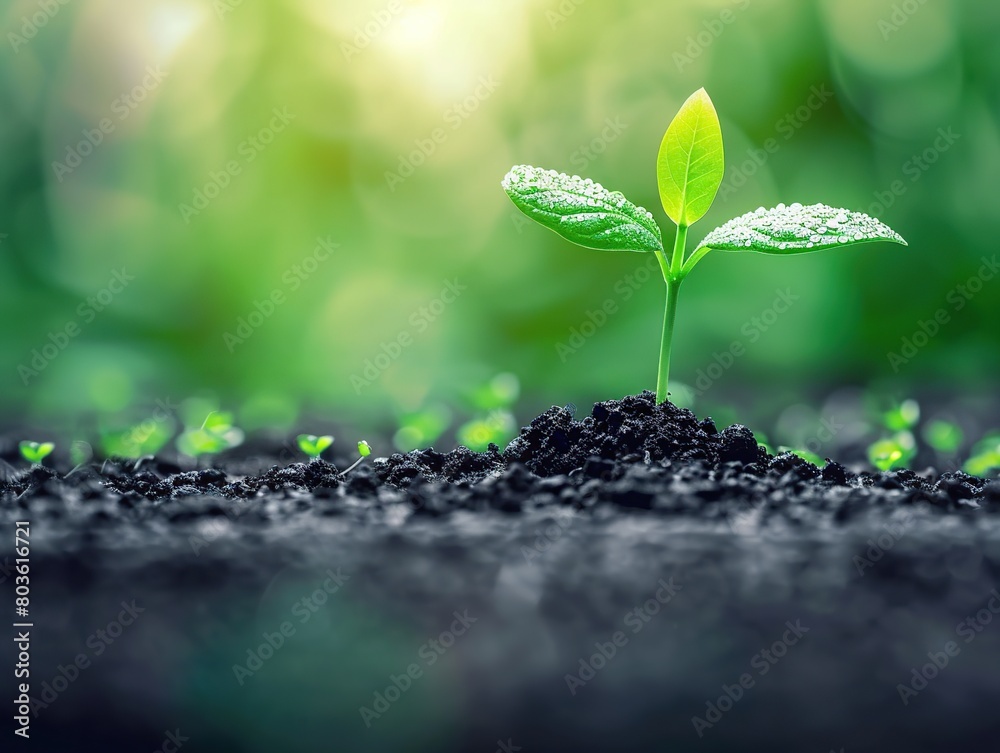 Young plant growing in the soil. Concept of new life and agriculture. Young plant growing in the soil. Concept of new life and agriculture.