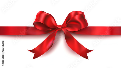 red bow isolated on white, Red ribbon isolated on white background.