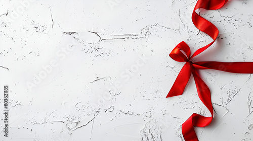red ribbon and bow on red background