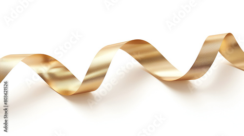 golden ribbon isolated on white background, The spiral golden ribbon isolated on white background. photo