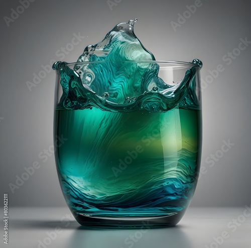 Multicolored Glass Background green colour in the glass An ocean wave isolated on transparent background. photo