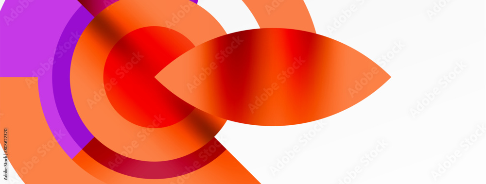 An artistic closeup of a vibrant orange and carmine circle with purple petal patterns on a white background, showcasing creative arts and tints and shades