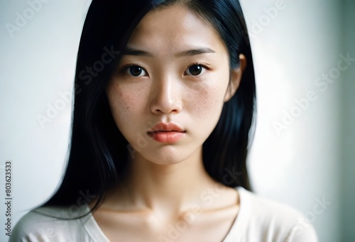 portrait of Asian woman. Thinking, serious, sad, determined