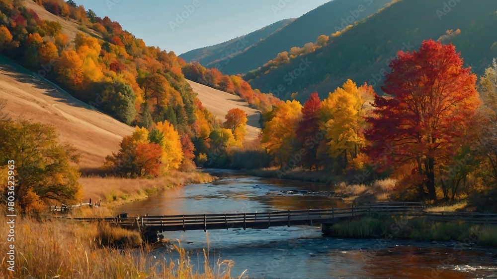 Fototapeta premium fall in the mountains Autumn Tranquility Scenic Countryside in Fall