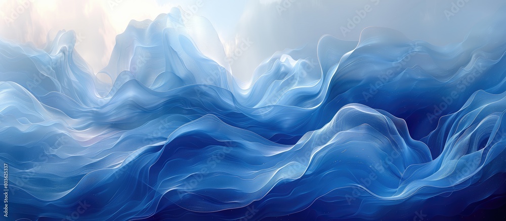 abstract blue stream of waved colors