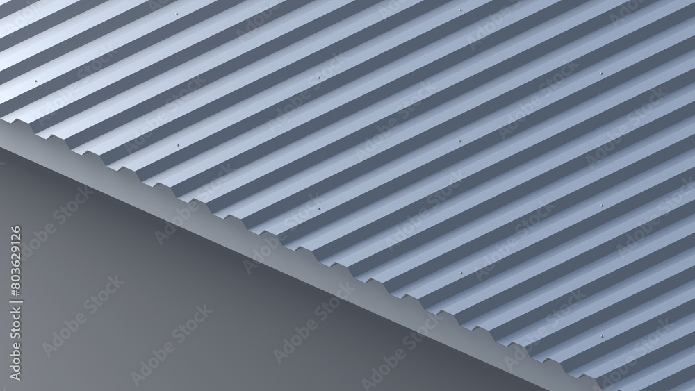 Corrugated metal deck roof system in 3d rendering Corrugated metal deck roof system in 3d rendering