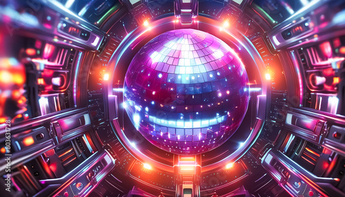 Wallpaper Mural mirror ball, mechanical passage, central, shining, light, technology, mechanical, future, illustration, art, design Torontodigital.ca