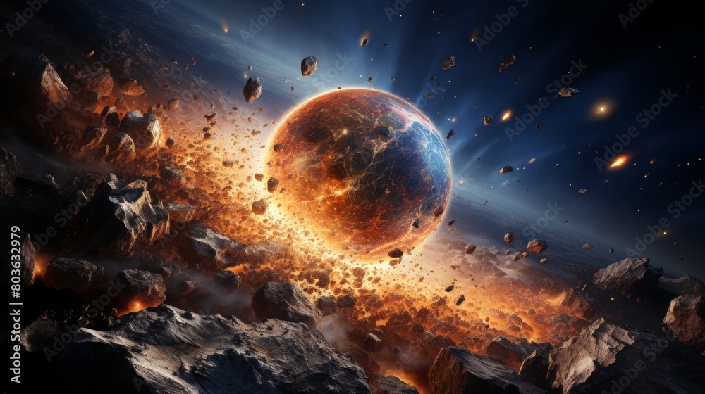 Fototapeta premium 巨大な隕石の爆発,Generative AI AI画像