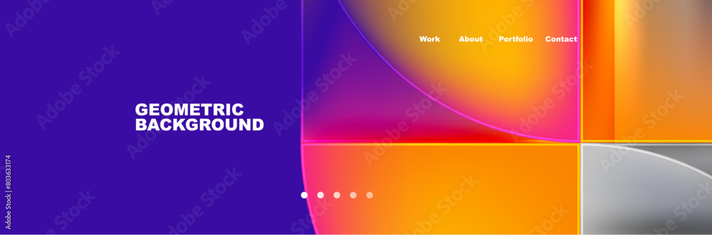 A vibrant geometric background with colorful squares and circles in shades of purple, amber, violet, and electric blue, resembling a playful sky on a sunny day A vibrant geometric background with colorful squares and circles in shades of purple, amber, violet, and electric blue, resembling a playful sky on a sunny day