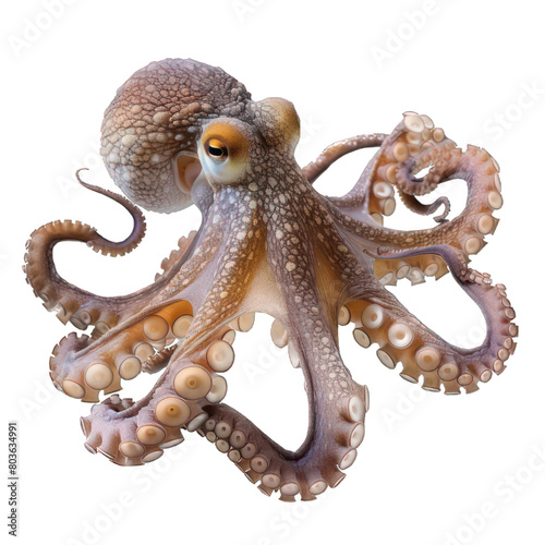 side view of octopus transparent isolated on white png