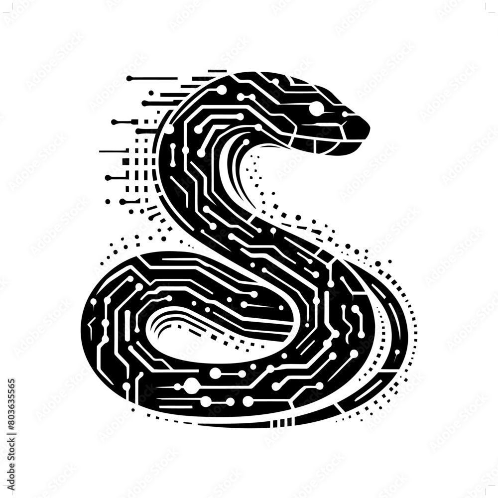 Naklejka premium snake, cobra silhouette in animal cyberpunk, modern futuristic illustration