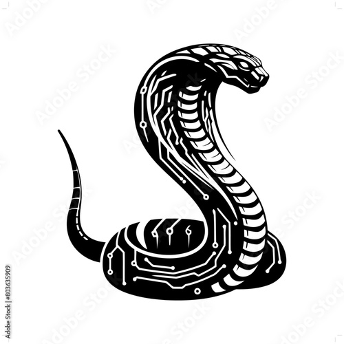 snake, cobra silhouette in animal cyberpunk, modern futuristic illustration